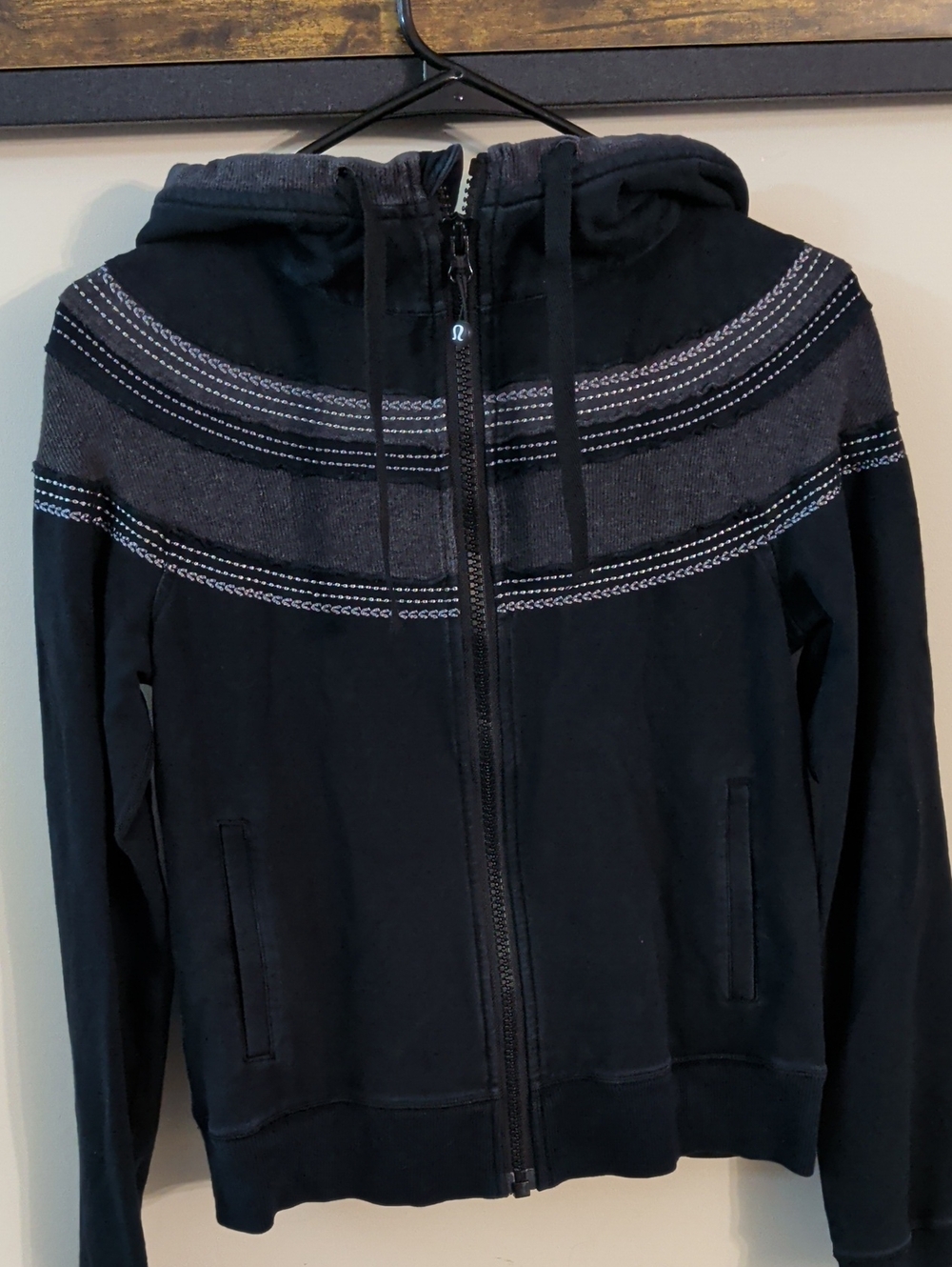 Rare Lululemon athletica Women’s Black Zip Hoodie with Gray Yoke